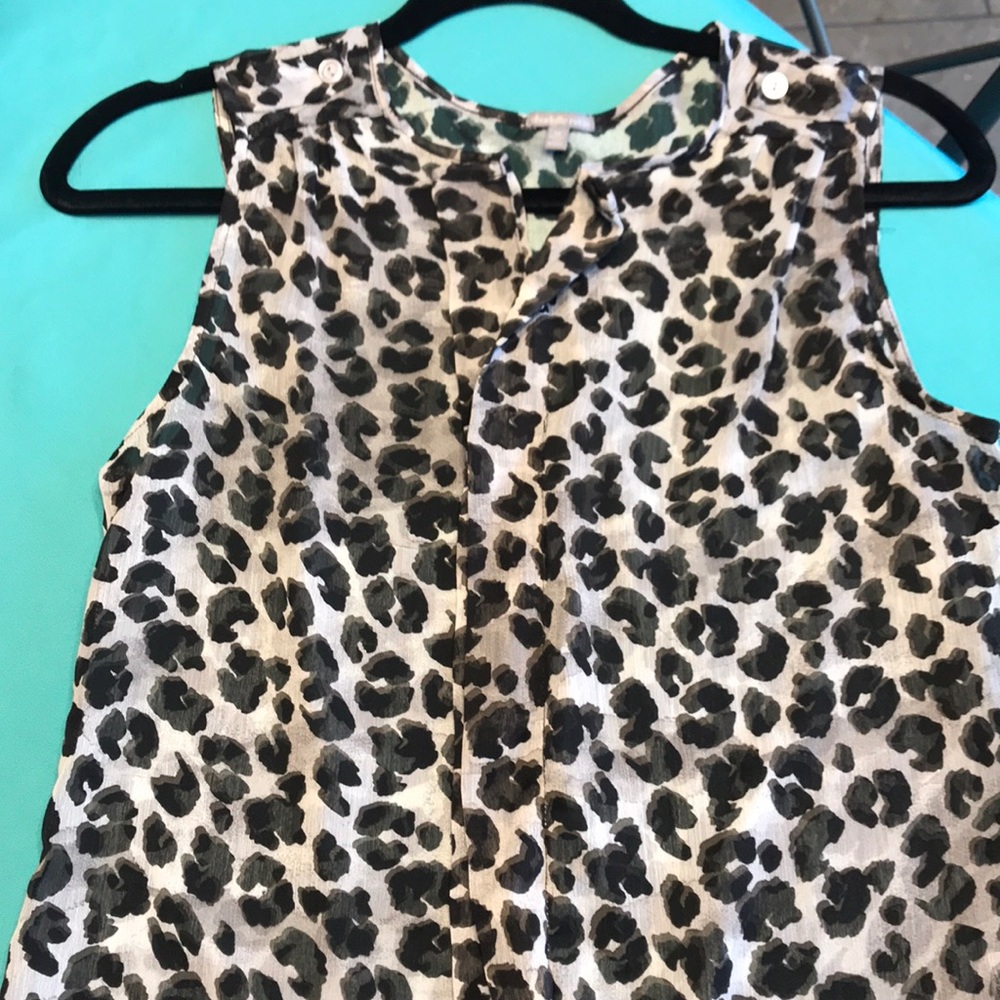 Black and white leopard print sheer tank top
